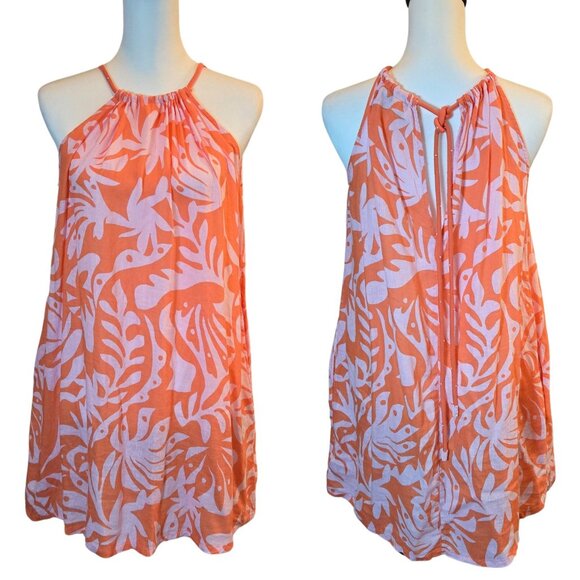 RACHEL ZOE Women Linen Sleeveless Halter/Tunic/Cottage Coastal Mini Dress  Sz: M - Picture 1 of 12